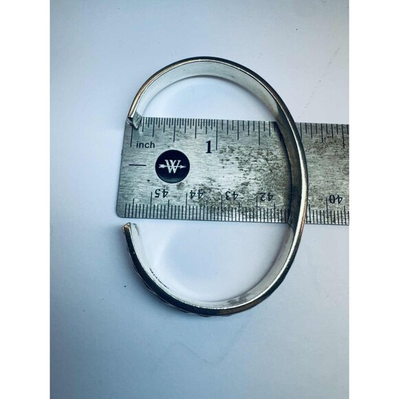 Estate Sterling Silver 925 Cuff Bangle Bracelet Rope Chain Design 6" Wrist 26.5g - Picture 6 of 11